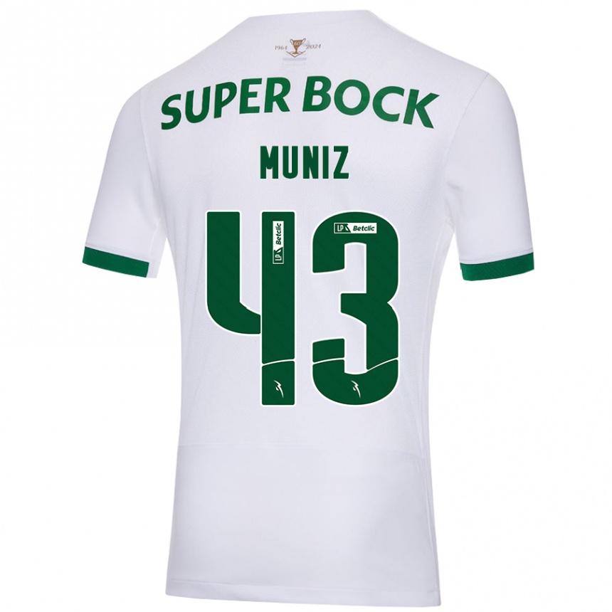 Kinder Fußball João Muniz #43 Weiß Grün Auswärtstrikot Trikot 2024/25 T-Shirt Luxemburg