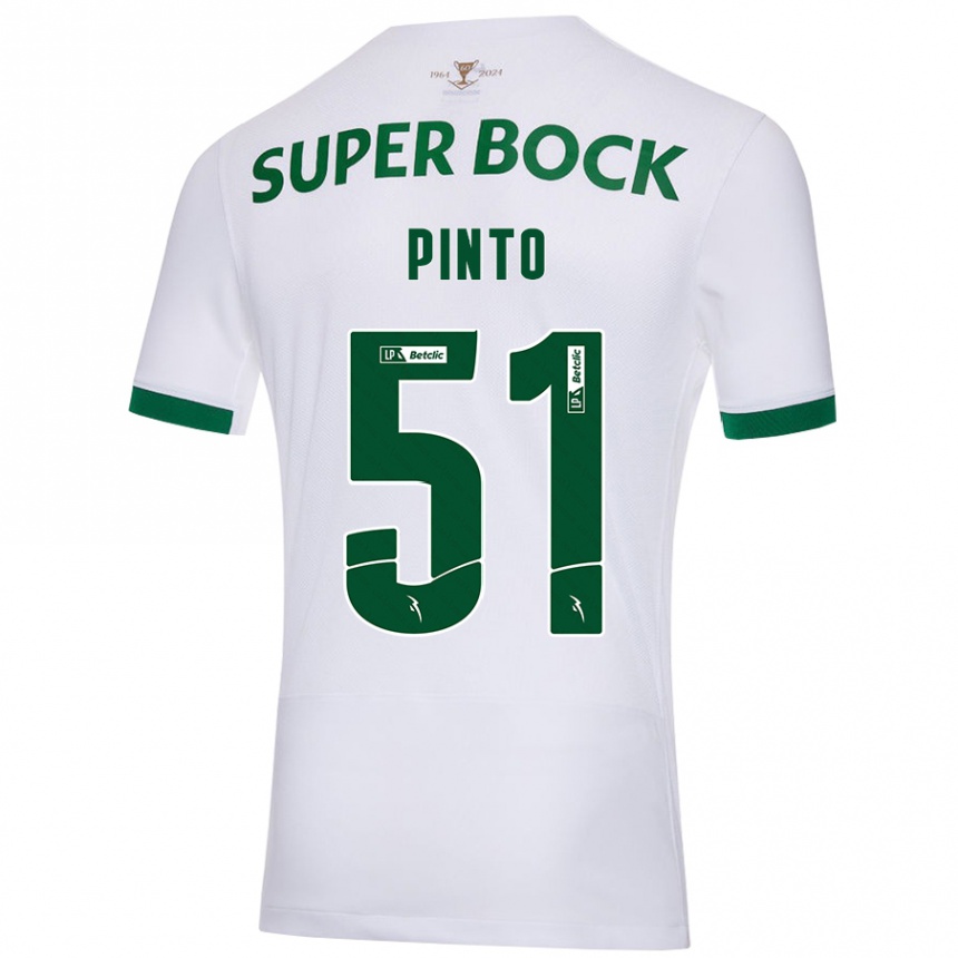 Kinder Fußball Diogo Pinto #51 Weiß Grün Auswärtstrikot Trikot 2024/25 T-Shirt Luxemburg