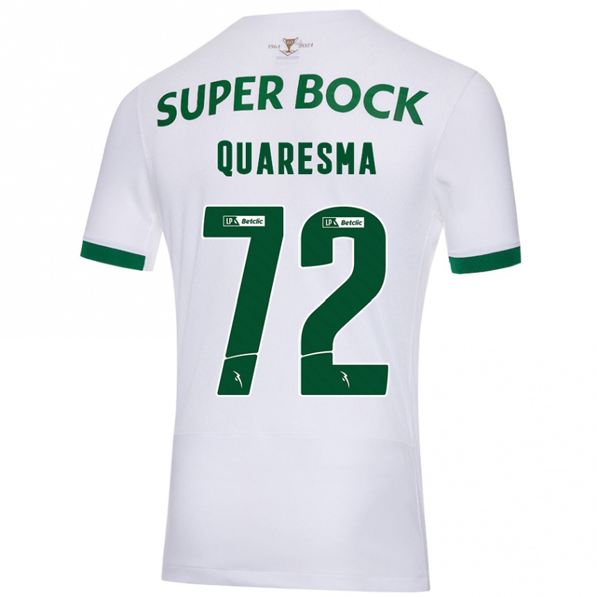 Kinder Fußball Eduardo Quaresma #72 Weiß Grün Auswärtstrikot Trikot 2024/25 T-Shirt Luxemburg