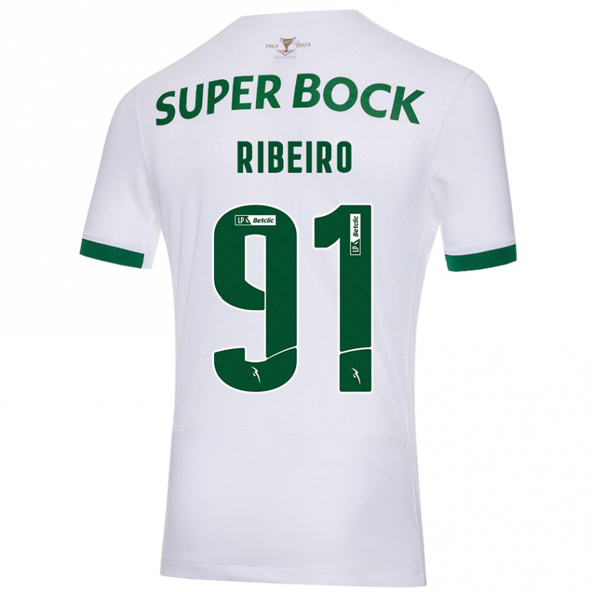 Kinder Fußball Rodrigo Ribeiro #91 Weiß Grün Auswärtstrikot Trikot 2024/25 T-Shirt Luxemburg