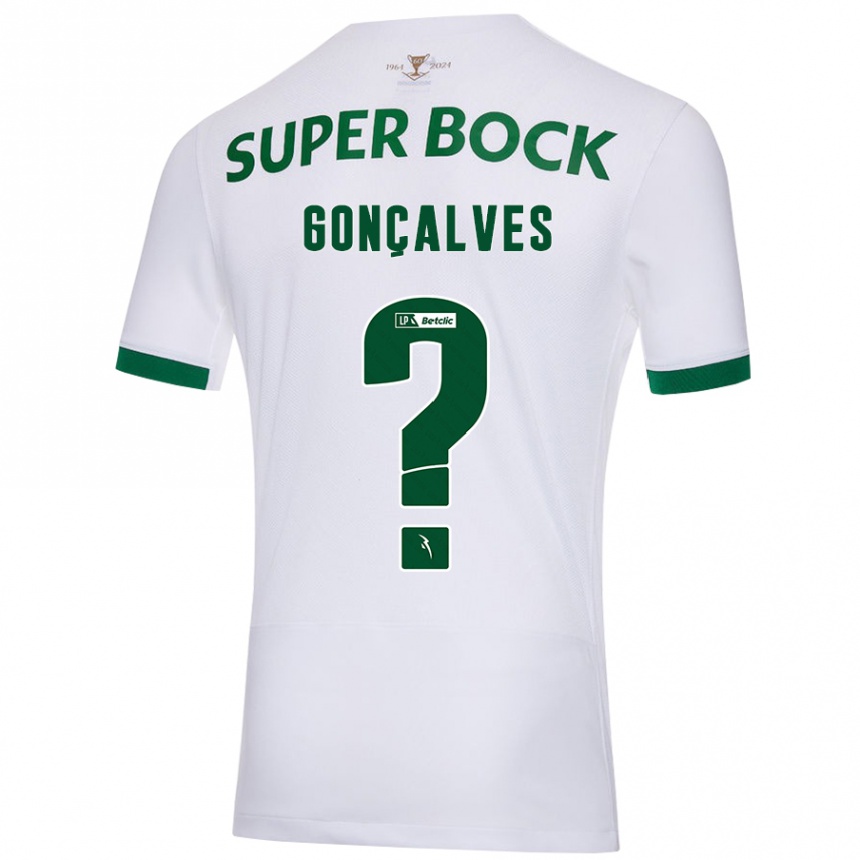 Kinder Fußball Flávio Gonçalves #0 Weiß Grün Auswärtstrikot Trikot 2024/25 T-Shirt Luxemburg