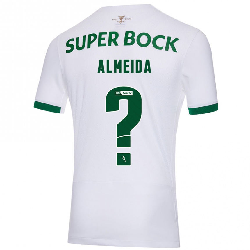 Kinder Fußball Miguel Almeida #0 Weiß Grün Auswärtstrikot Trikot 2024/25 T-Shirt Luxemburg