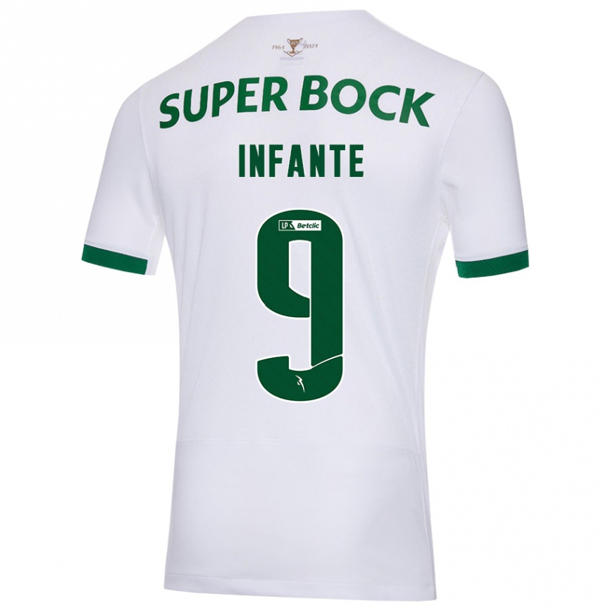 Kinder Fußball João Infante #9 Weiß Grün Auswärtstrikot Trikot 2024/25 T-Shirt Luxemburg