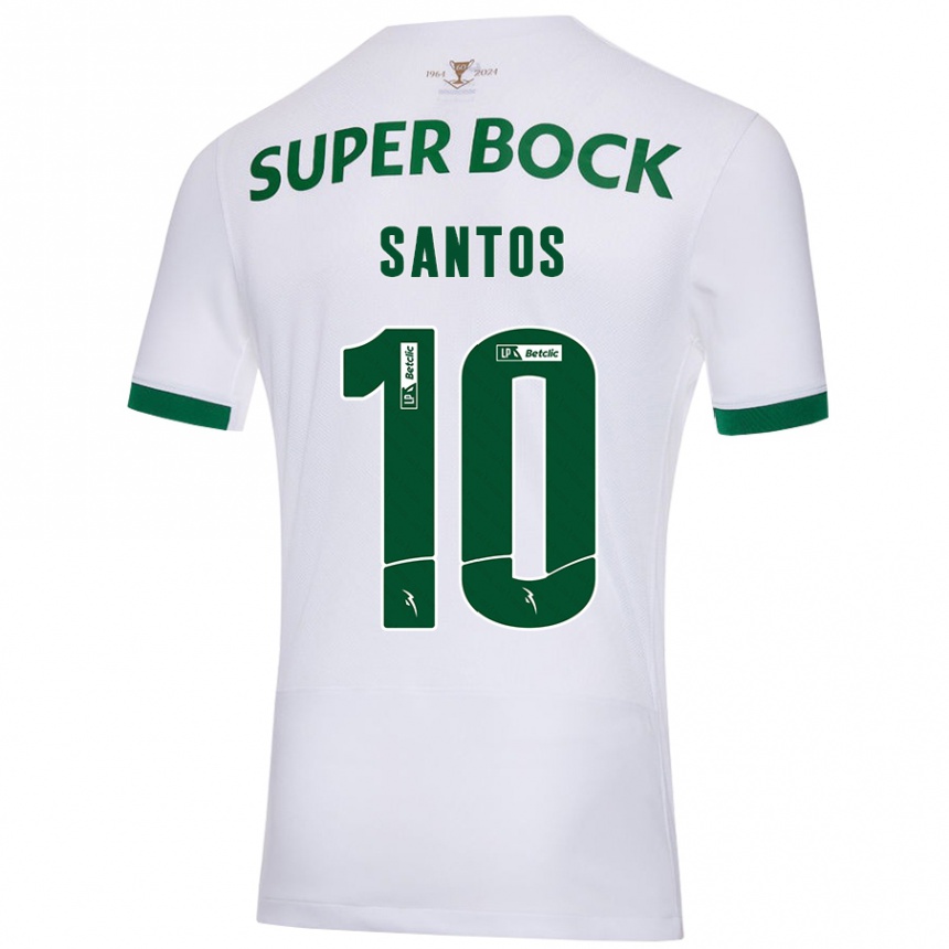 Kinder Fußball Guilherme Santos #10 Weiß Grün Auswärtstrikot Trikot 2024/25 T-Shirt Luxemburg