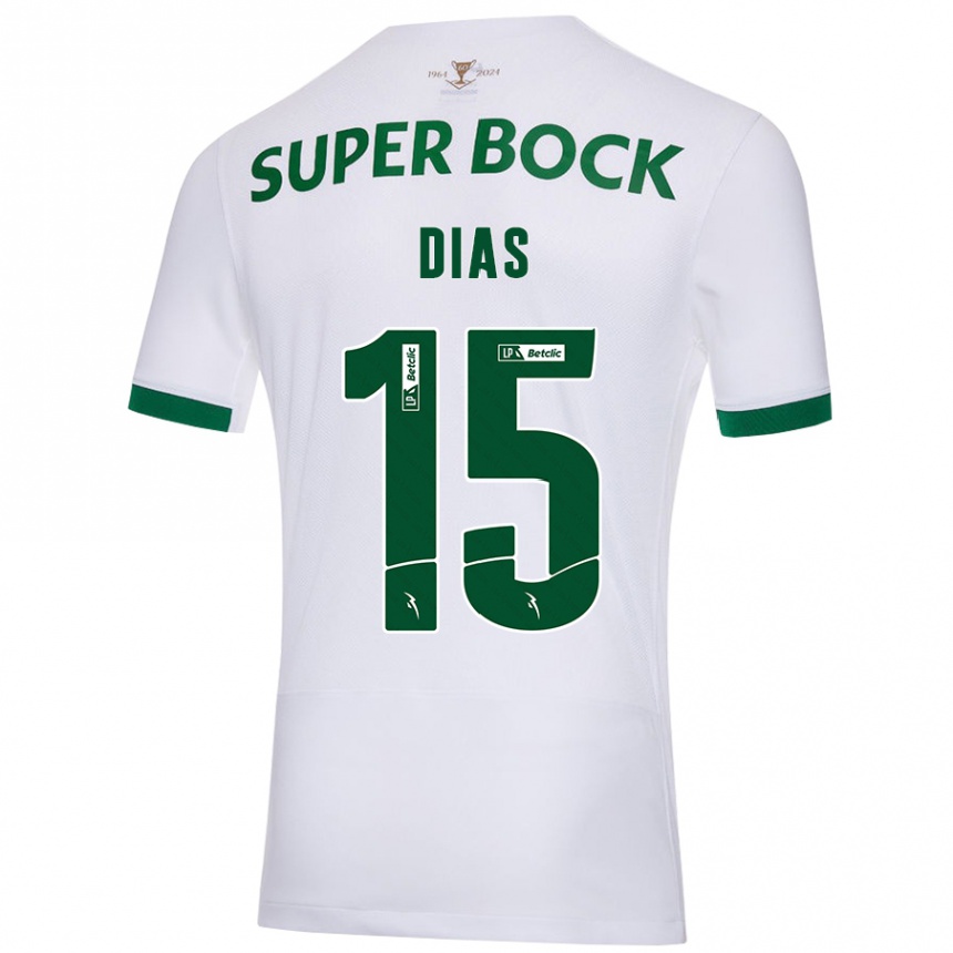 Kinder Fußball Rodrigo Dias #15 Weiß Grün Auswärtstrikot Trikot 2024/25 T-Shirt Luxemburg