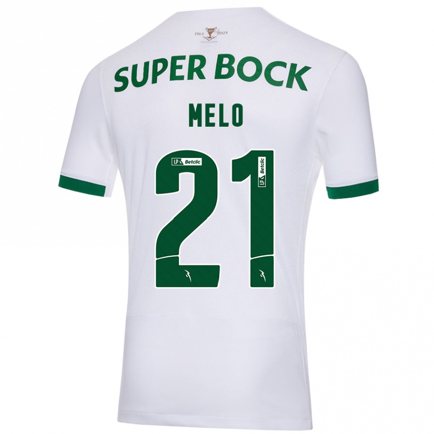 Kinder Fußball Gabriel Melo #21 Weiß Grün Auswärtstrikot Trikot 2024/25 T-Shirt Luxemburg