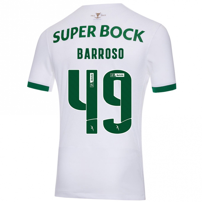 Kinder Fußball Leonardo Barroso #49 Weiß Grün Auswärtstrikot Trikot 2024/25 T-Shirt Luxemburg