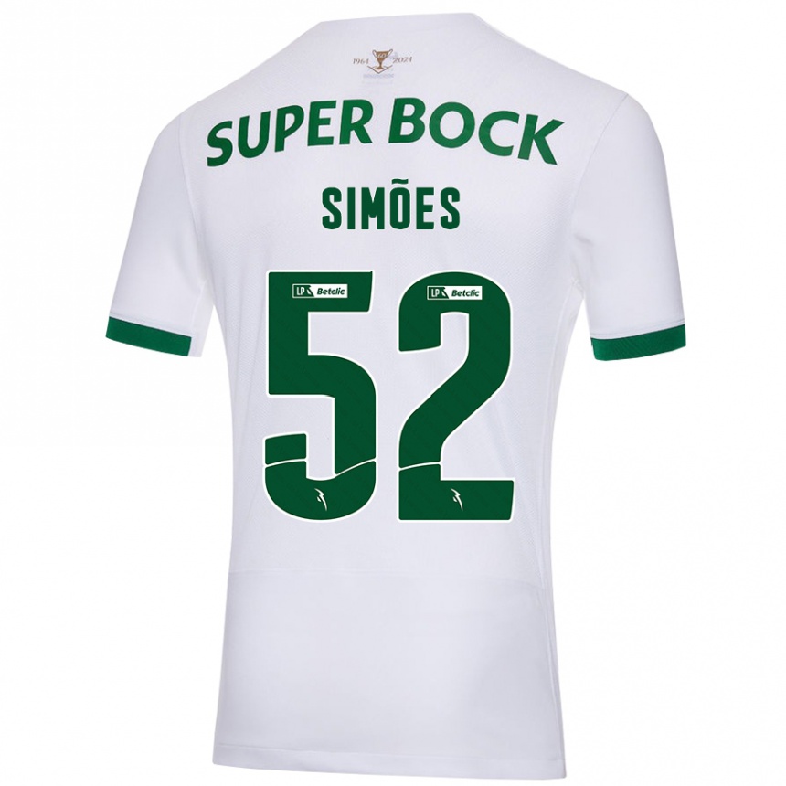 Kinder Fußball João Simões #52 Weiß Grün Auswärtstrikot Trikot 2024/25 T-Shirt Luxemburg