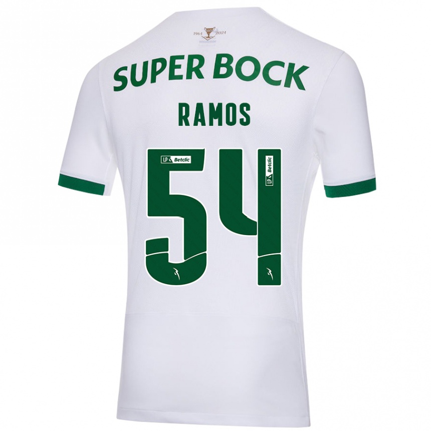 Kinder Fußball Bruno Ramos #54 Weiß Grün Auswärtstrikot Trikot 2024/25 T-Shirt Luxemburg