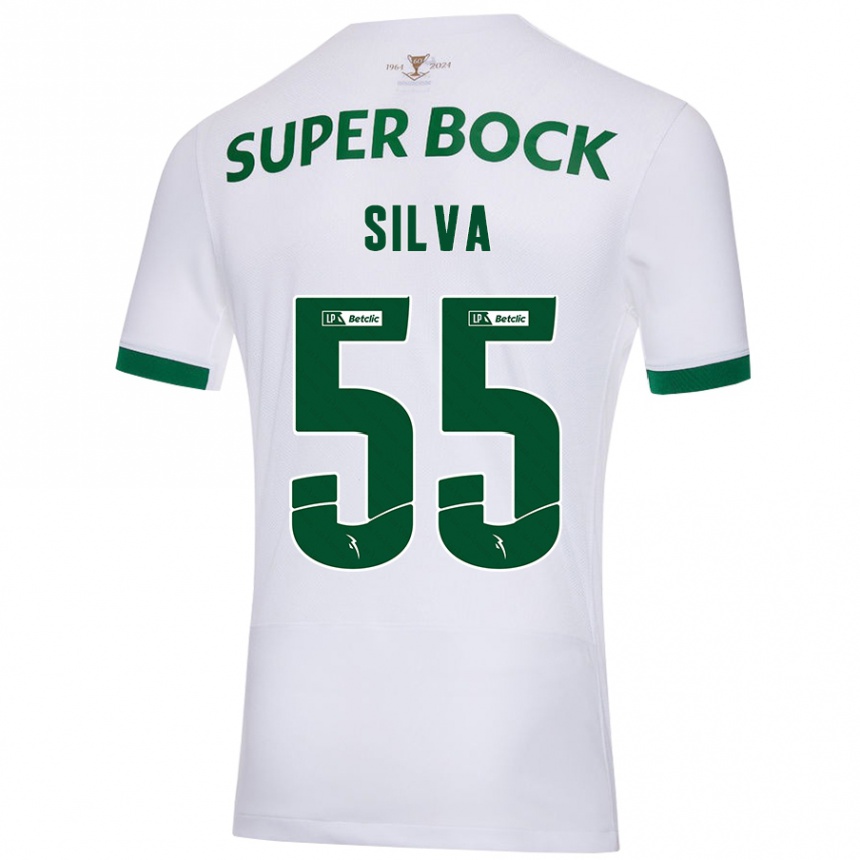 Kinder Fußball José Silva #55 Weiß Grün Auswärtstrikot Trikot 2024/25 T-Shirt Luxemburg