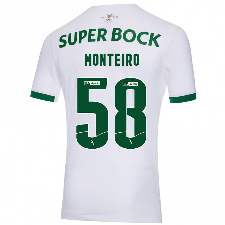 Kinder Fußball David Monteiro #58 Weiß Grün Auswärtstrikot Trikot 2024/25 T-Shirt Luxemburg