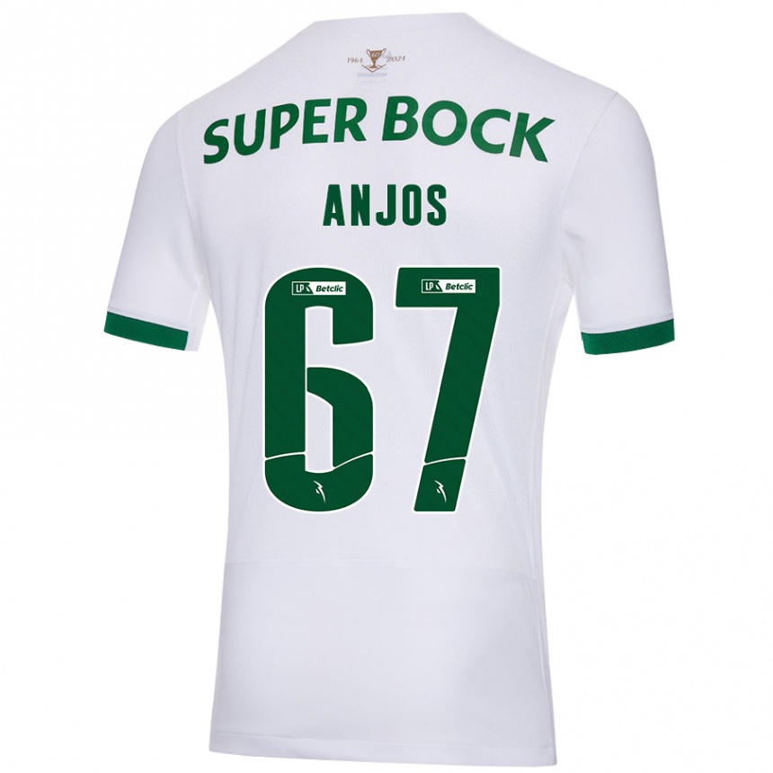 Kinder Fußball Lucas Anjos #67 Weiß Grün Auswärtstrikot Trikot 2024/25 T-Shirt Luxemburg