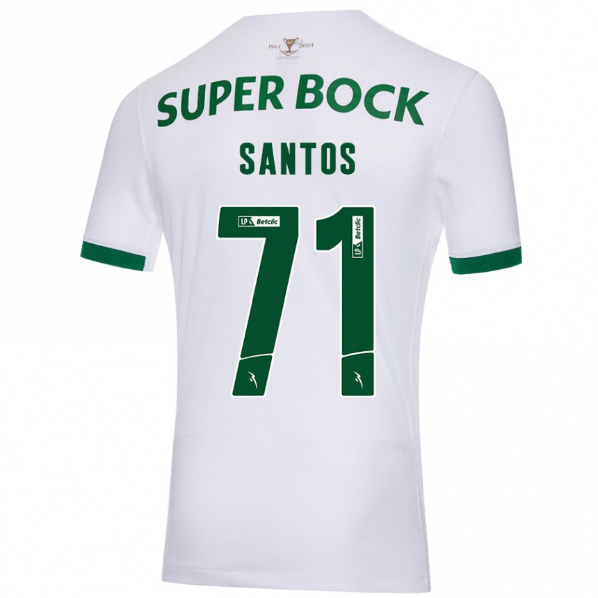 Kinder Fußball Denilson Santos #71 Weiß Grün Auswärtstrikot Trikot 2024/25 T-Shirt Luxemburg