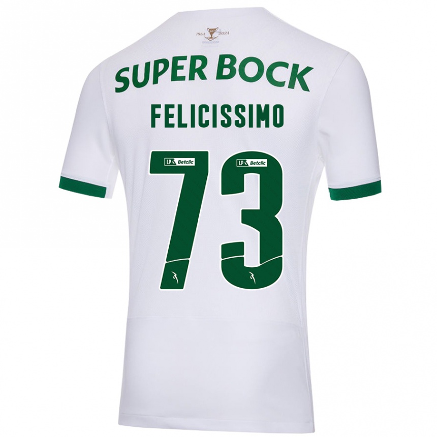 Kinder Fußball Eduardo Felicíssimo #73 Weiß Grün Auswärtstrikot Trikot 2024/25 T-Shirt Luxemburg