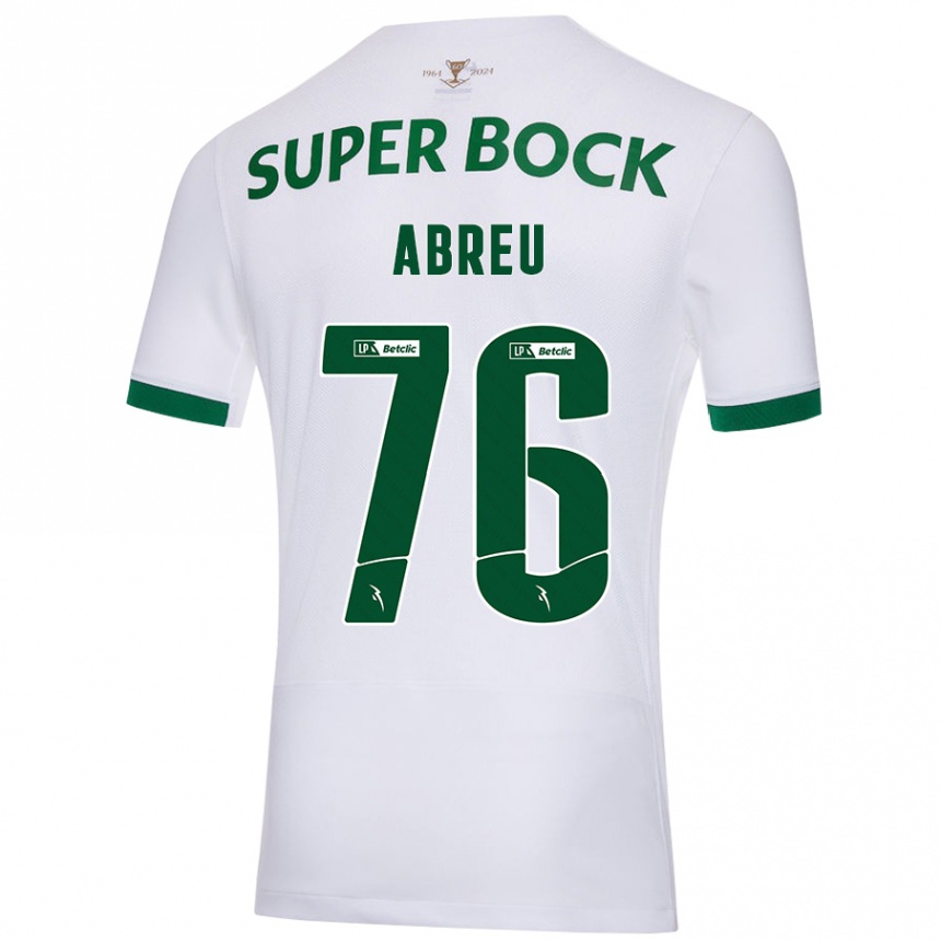 Kinder Fußball Diogo Abreu #76 Weiß Grün Auswärtstrikot Trikot 2024/25 T-Shirt Luxemburg