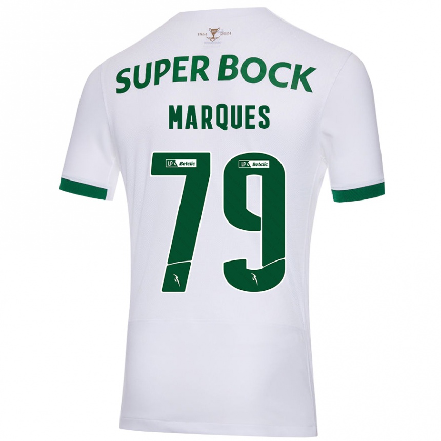 Kinder Fußball Rodrigo Marquês #79 Weiß Grün Auswärtstrikot Trikot 2024/25 T-Shirt Luxemburg