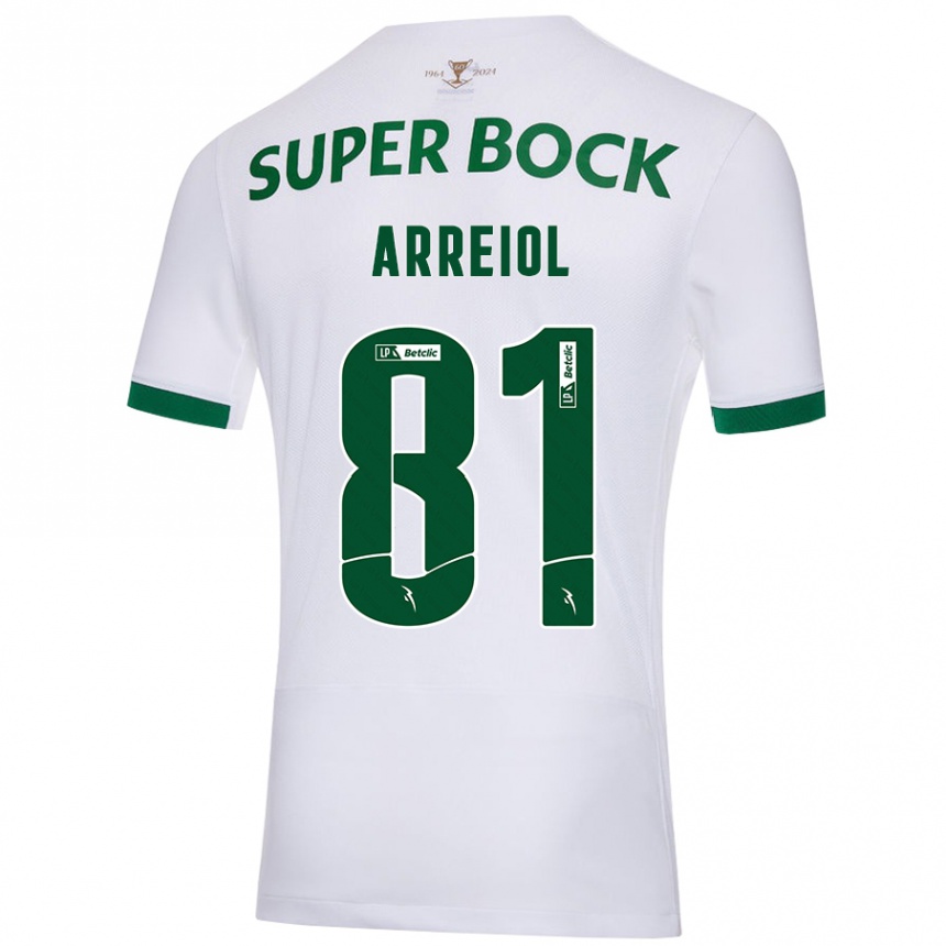 Kinder Fußball Henrique Arreiol #81 Weiß Grün Auswärtstrikot Trikot 2024/25 T-Shirt Luxemburg