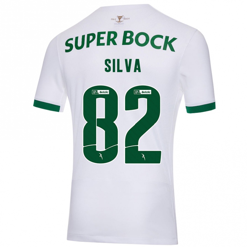 Kinder Fußball Gabriel Silva #82 Weiß Grün Auswärtstrikot Trikot 2024/25 T-Shirt Luxemburg