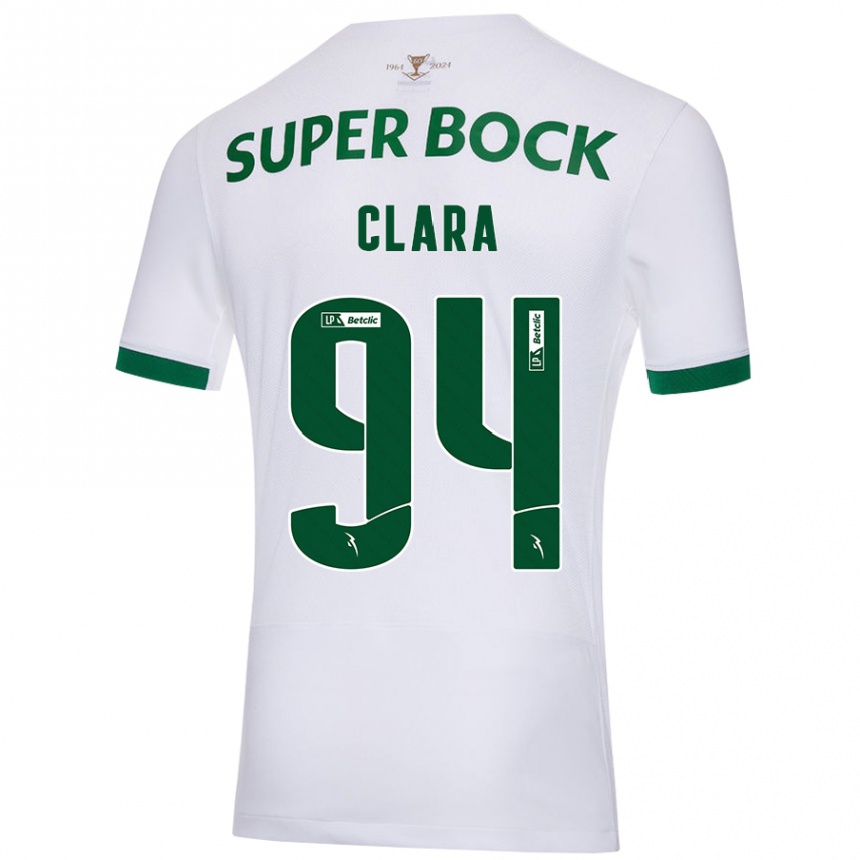 Kinder Fußball Diogo Clara #94 Weiß Grün Auswärtstrikot Trikot 2024/25 T-Shirt Luxemburg