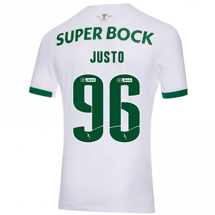 Kinder Fußball Samuel Justo #96 Weiß Grün Auswärtstrikot Trikot 2024/25 T-Shirt Luxemburg