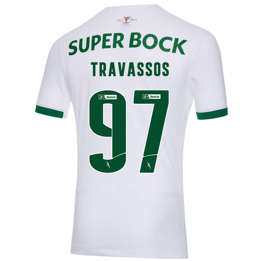 Kinder Fußball Travassos #97 Weiß Grün Auswärtstrikot Trikot 2024/25 T-Shirt Luxemburg