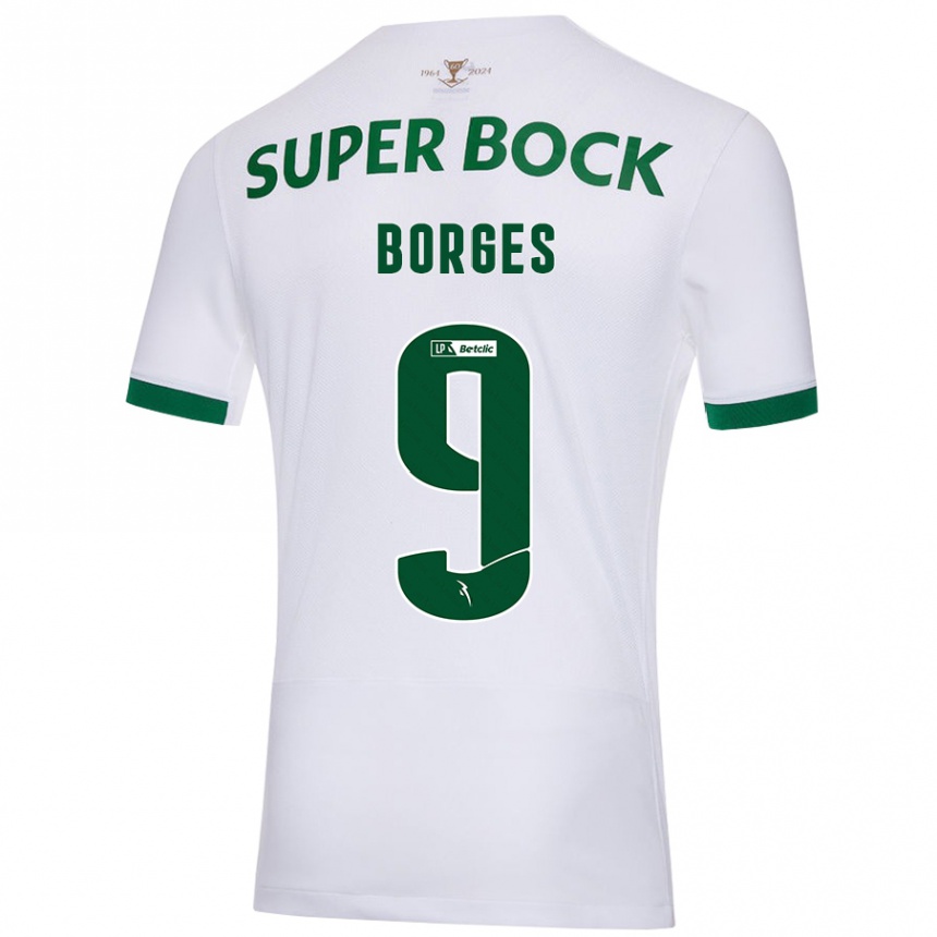 Kinder Fußball Ana Borges #9 Weiß Grün Auswärtstrikot Trikot 2024/25 T-Shirt Luxemburg