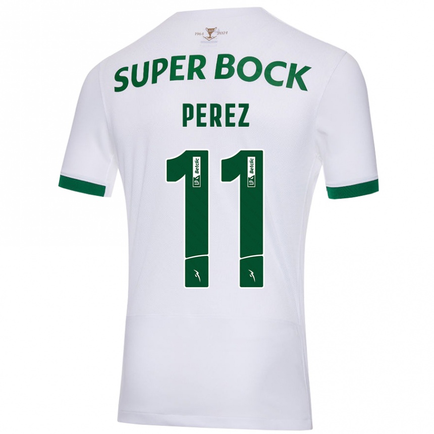 Kinder Fußball Brenda Pérez #11 Weiß Grün Auswärtstrikot Trikot 2024/25 T-Shirt Luxemburg