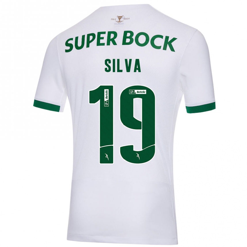 Kinder Fußball Diana Silva #19 Weiß Grün Auswärtstrikot Trikot 2024/25 T-Shirt Luxemburg