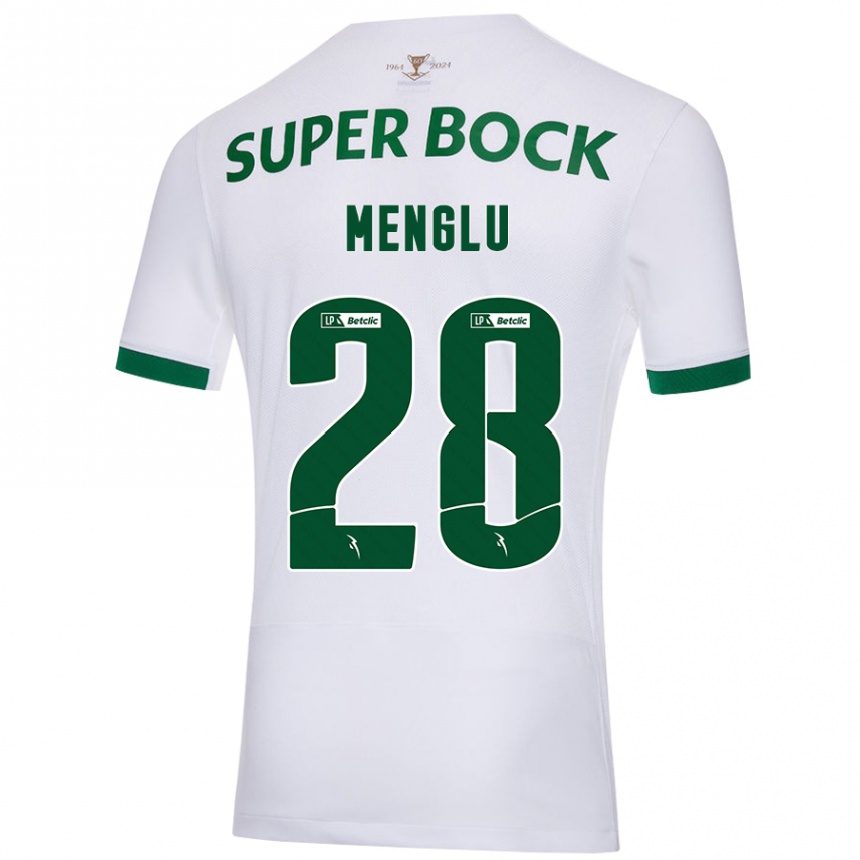 Kinder Fußball Shen Menglu #28 Weiß Grün Auswärtstrikot Trikot 2024/25 T-Shirt Luxemburg