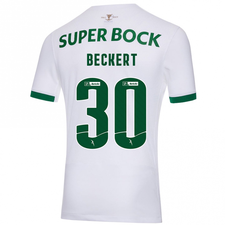 Kinder Fußball Carolina Beckert #30 Weiß Grün Auswärtstrikot Trikot 2024/25 T-Shirt Luxemburg