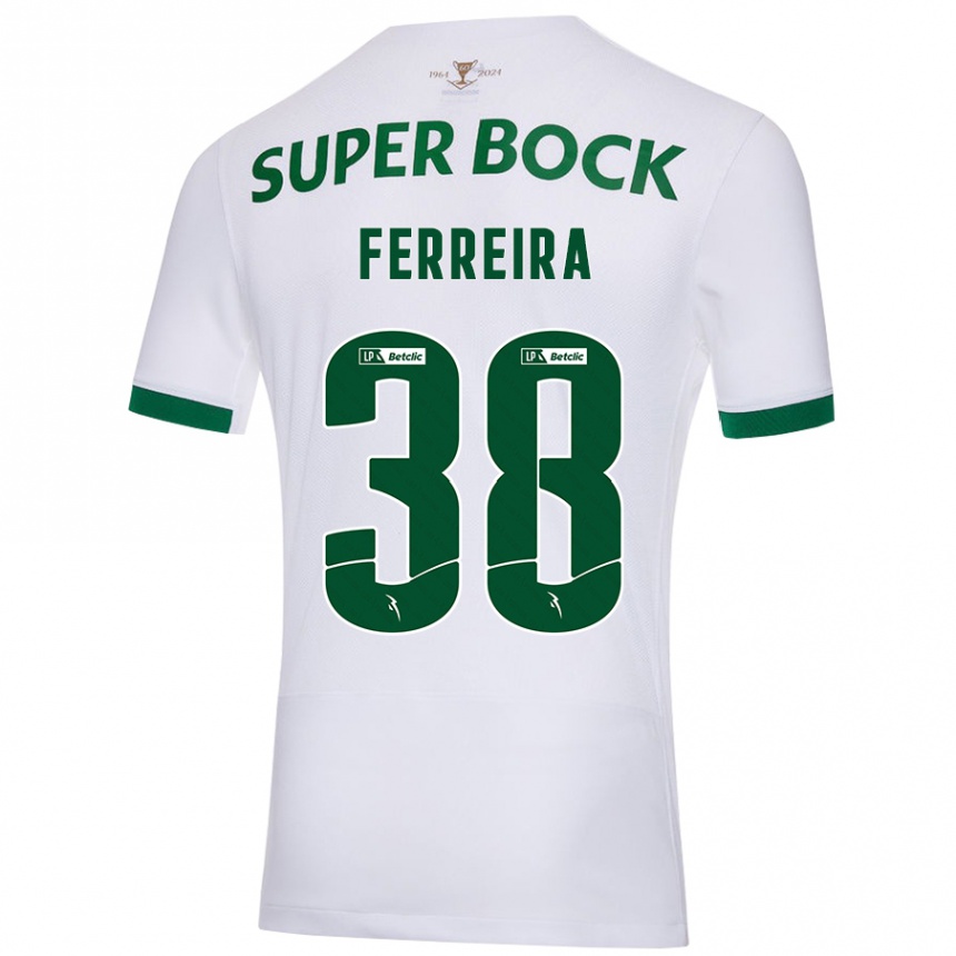 Kinder Fußball Marta Ferreira #38 Weiß Grün Auswärtstrikot Trikot 2024/25 T-Shirt Luxemburg