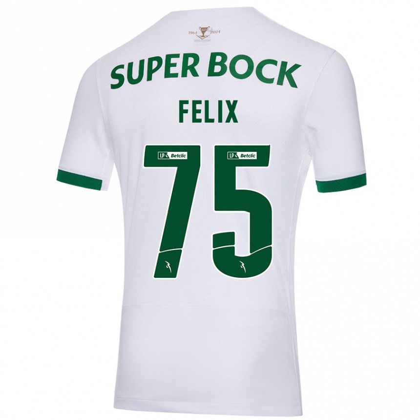 Kinder Fußball Vando Félix #75 Weiß Grün Auswärtstrikot Trikot 2024/25 T-Shirt Luxemburg