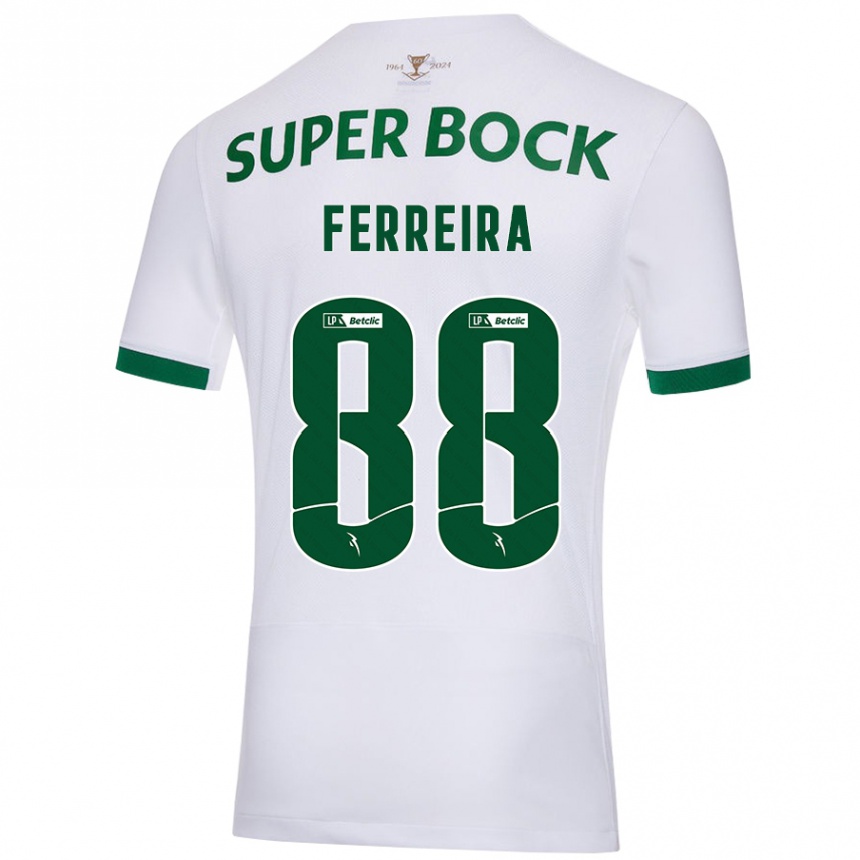 Kinder Fußball Tiago Ferreira #88 Weiß Grün Auswärtstrikot Trikot 2024/25 T-Shirt Luxemburg