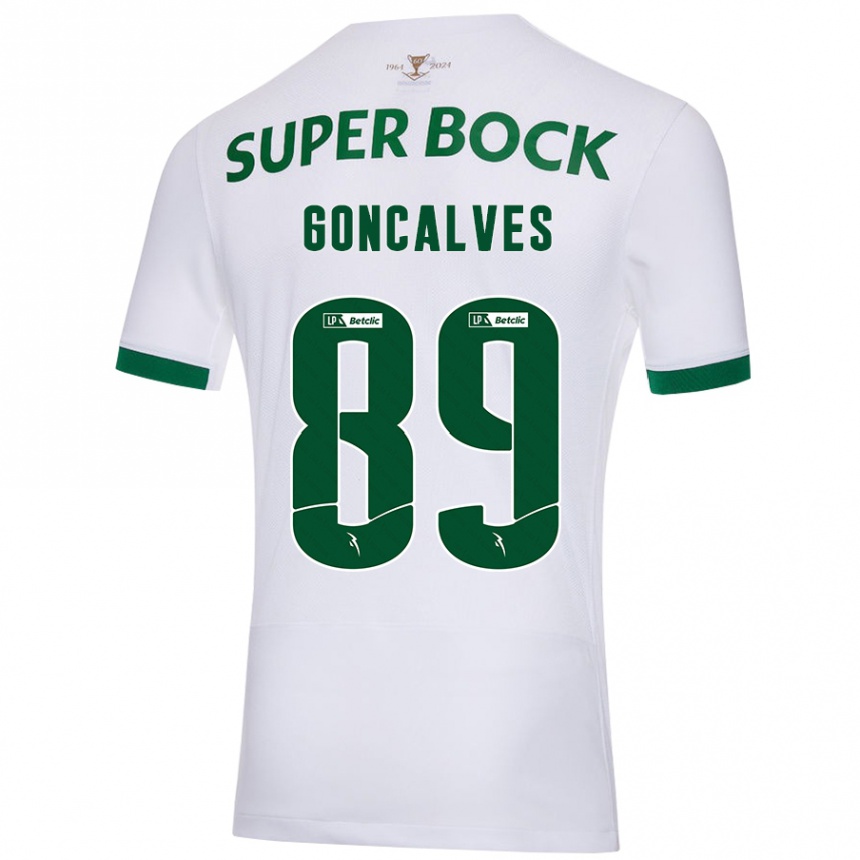 Kinder Fußball André Gonçalves #89 Weiß Grün Auswärtstrikot Trikot 2024/25 T-Shirt Luxemburg