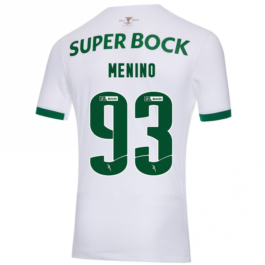 Kinder Fußball Miguel Menino #93 Weiß Grün Auswärtstrikot Trikot 2024/25 T-Shirt Luxemburg