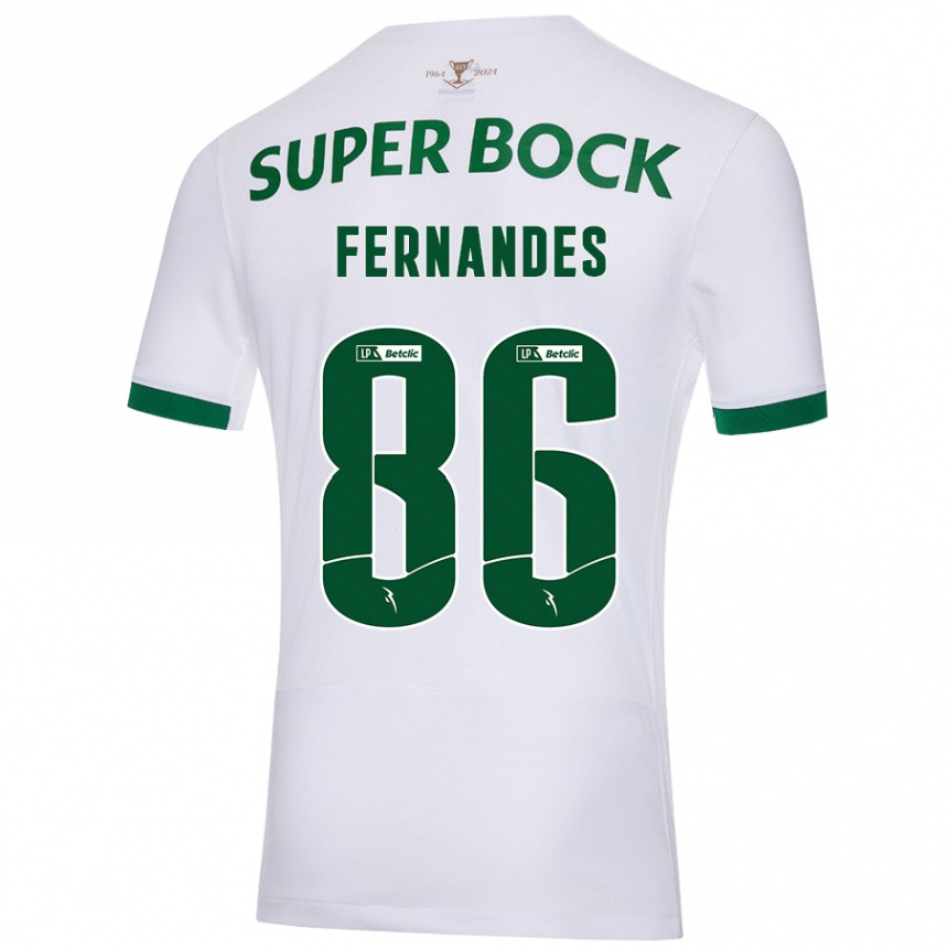 Kinder Fußball Emanuel Fernandes #86 Weiß Grün Auswärtstrikot Trikot 2024/25 T-Shirt Luxemburg