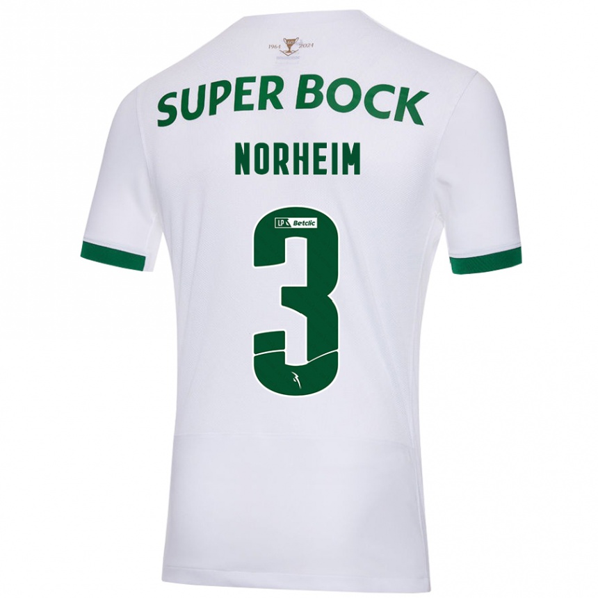 Kinder Fußball Andrea Norheim #3 Weiß Grün Auswärtstrikot Trikot 2024/25 T-Shirt Luxemburg