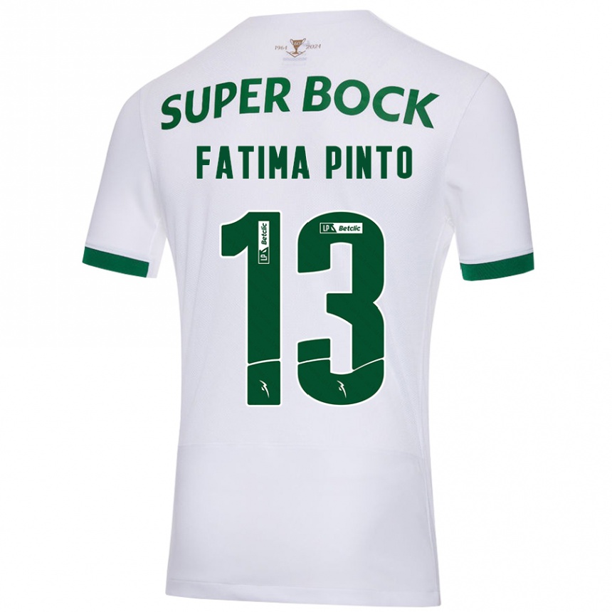 Kinder Fußball Fátima Alexandra Figueira Pinto #13 Weiß Grün Auswärtstrikot Trikot 2024/25 T-Shirt Luxemburg