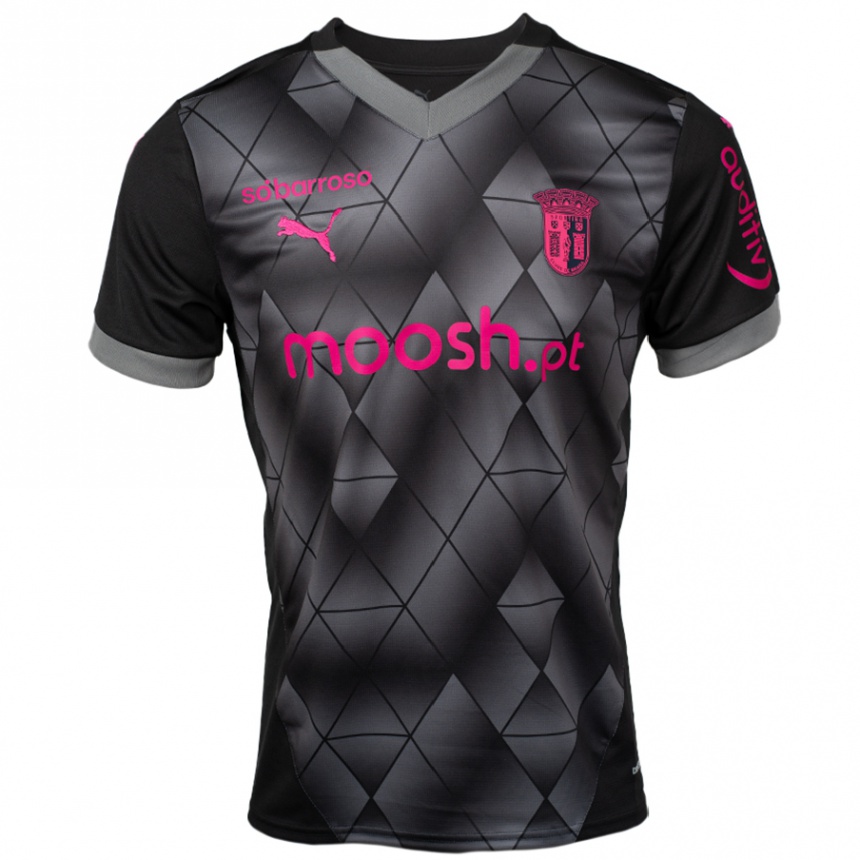 Kinder Fußball João Trovisco #0 Schwarz Rosa Auswärtstrikot Trikot 2024/25 T-Shirt Luxemburg