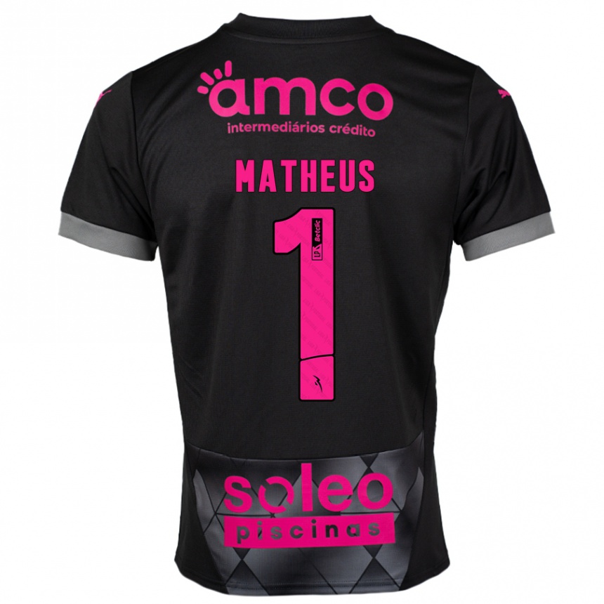 Kinder Fußball Matheus #1 Schwarz Rosa Auswärtstrikot Trikot 2024/25 T-Shirt Luxemburg