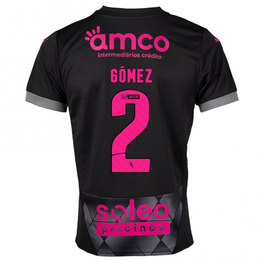 Kinder Fußball Víctor Gómez #2 Schwarz Rosa Auswärtstrikot Trikot 2024/25 T-Shirt Luxemburg