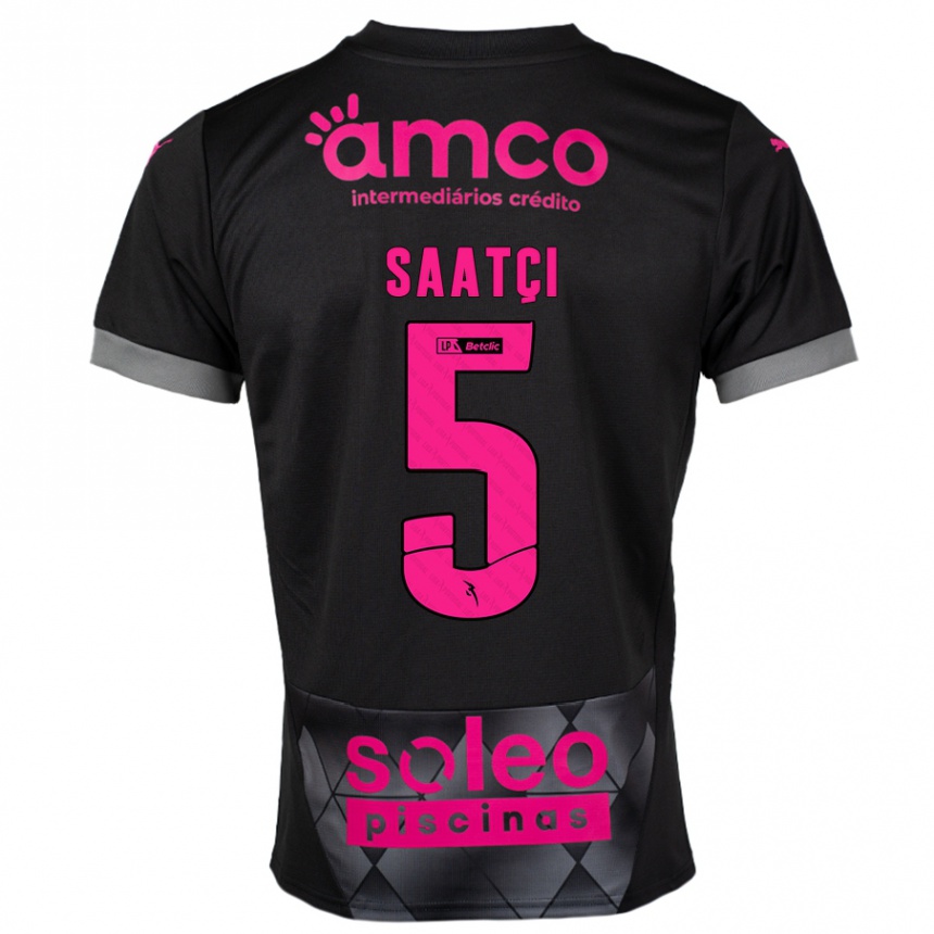 Kinder Fußball Serdar Saatçı #5 Schwarz Rosa Auswärtstrikot Trikot 2024/25 T-Shirt Luxemburg