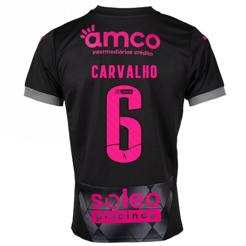 Kinder Fußball Vitor Carvalho #6 Schwarz Rosa Auswärtstrikot Trikot 2024/25 T-Shirt Luxemburg