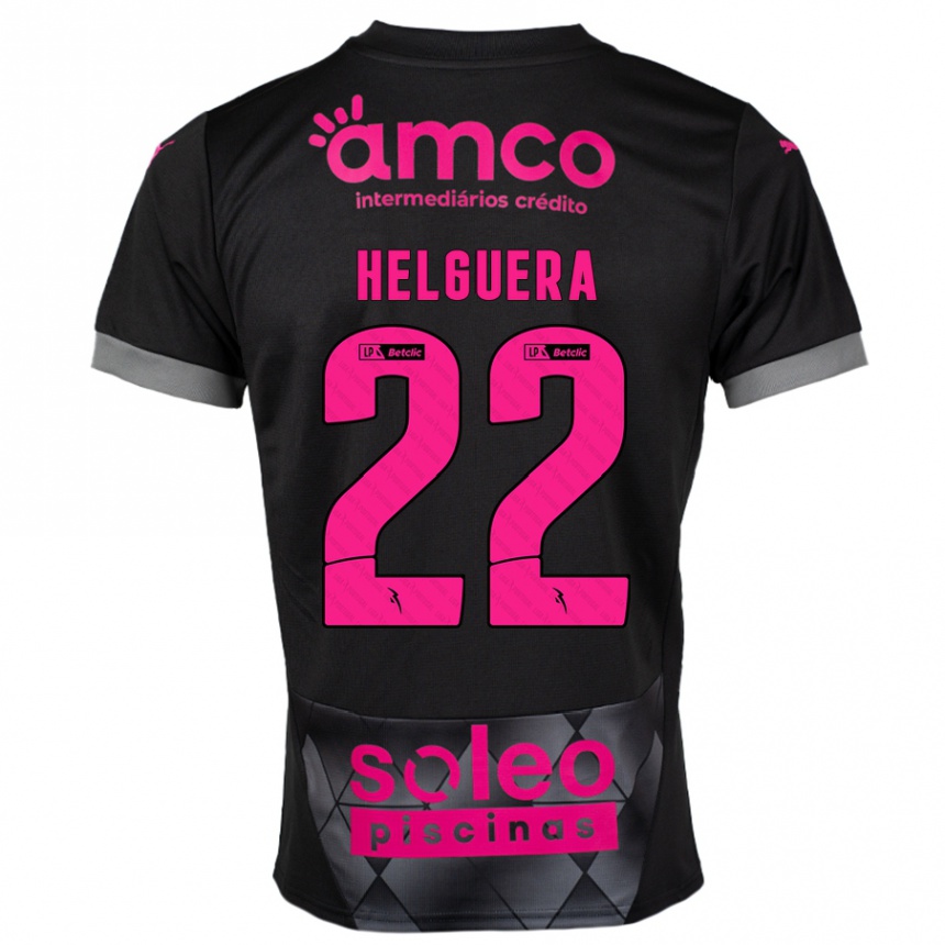 Kinder Fußball Thiago Helguera #22 Schwarz Rosa Auswärtstrikot Trikot 2024/25 T-Shirt Luxemburg