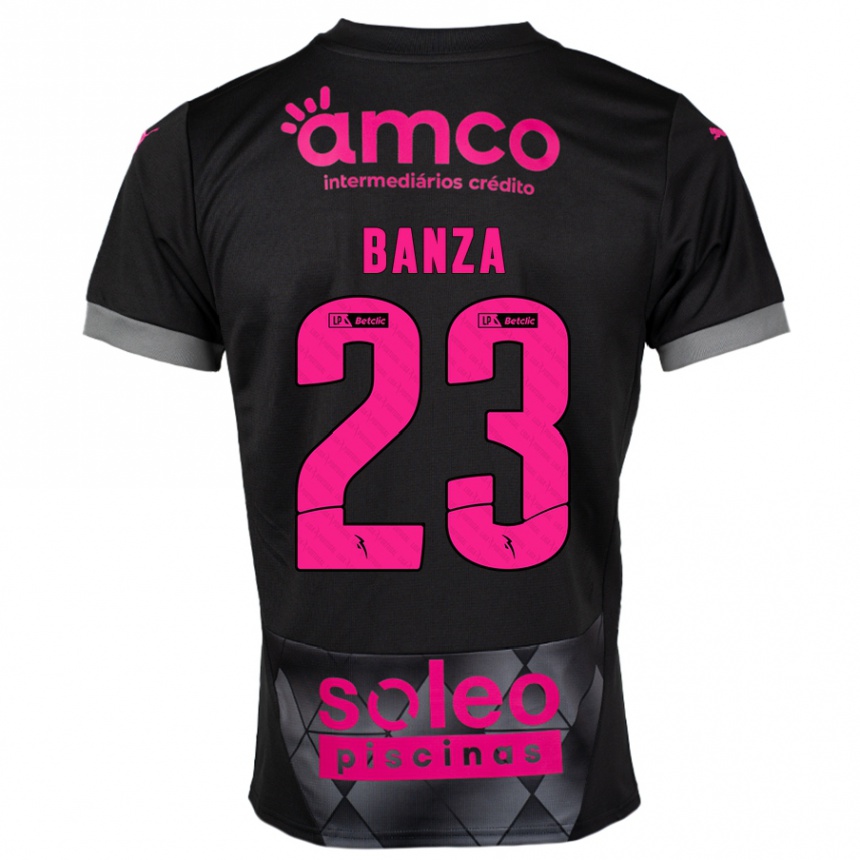 Kinder Fußball Simon Banza #23 Schwarz Rosa Auswärtstrikot Trikot 2024/25 T-Shirt Luxemburg