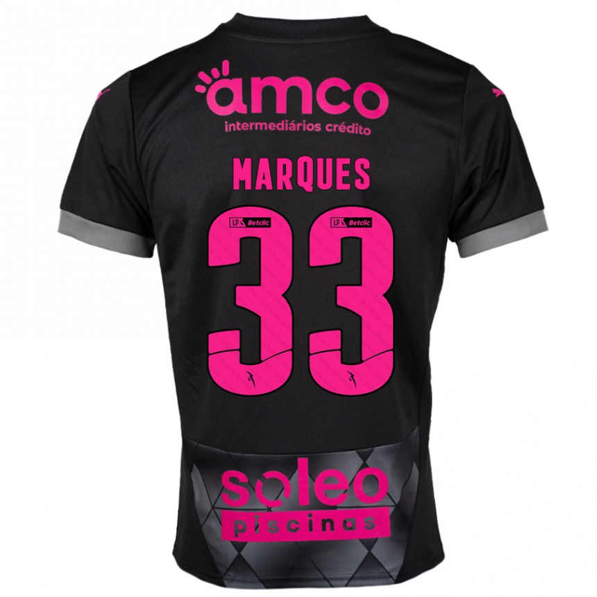 Kinder Fußball João Marques #33 Schwarz Rosa Auswärtstrikot Trikot 2024/25 T-Shirt Luxemburg