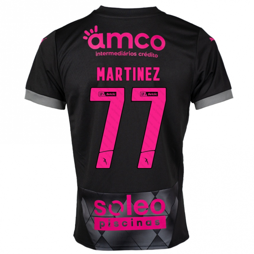 Kinder Fußball Gabri Martínez #77 Schwarz Rosa Auswärtstrikot Trikot 2024/25 T-Shirt Luxemburg