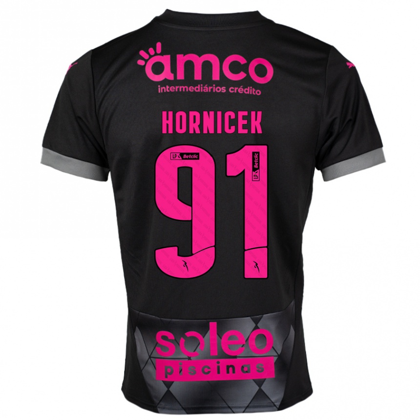 Kinder Fußball Lukas Hornicek #91 Schwarz Rosa Auswärtstrikot Trikot 2024/25 T-Shirt Luxemburg