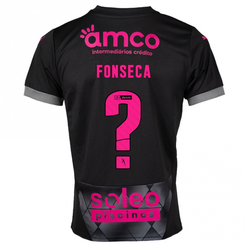 Kinder Fußball Diogo Fonseca #0 Schwarz Rosa Auswärtstrikot Trikot 2024/25 T-Shirt Luxemburg