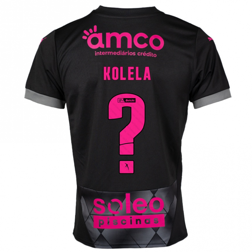 Kinder Fußball Kyllian Kolela #0 Schwarz Rosa Auswärtstrikot Trikot 2024/25 T-Shirt Luxemburg